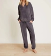 Barefoot Dreams Drop-shoulder Drawstring Hoodie In Grey