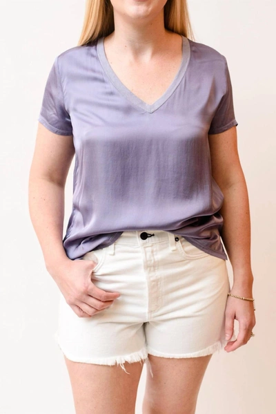 Nation Ltd Sateen V-neck Tee In Purple