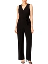 Shop Ny Collection Petites Womens Matte Jersey V-neck Jumpsuit In Black