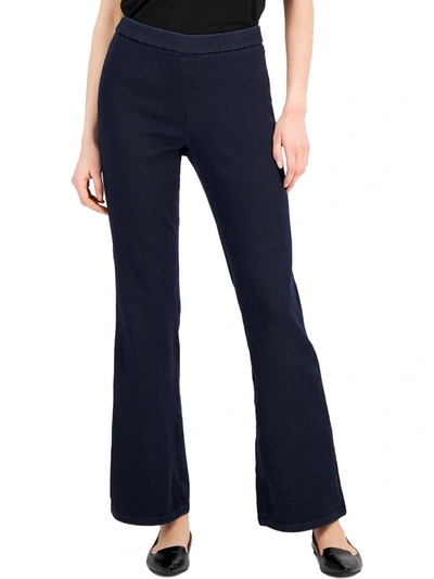 Anne Klein Plus Womens High Rise Pull On Flare Jeans In Blue