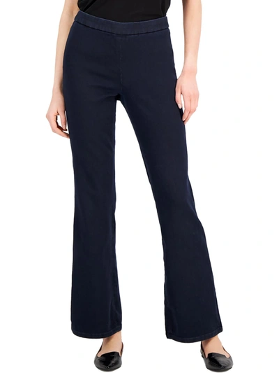 Anne Klein Plus Womens High Rise Pull On Flare Jeans In Anne Black