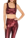 Electric Yoga Crocodile Gloss Womens Metallic Animal Print Sports Bra In Pink