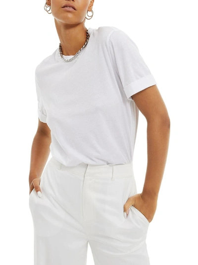 Danielle Bernstein Womens Cotton Cuff Sleeve Bodysuit In White