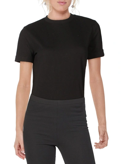 Danielle Bernstein Womens Cotton Cuff Sleeve Bodysuit In Black