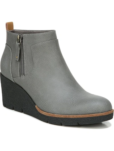 Dr. Scholl's Shoes Bianca Womens Faux Leather Round Toe Booties In Grey