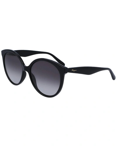 Ferragamo Grey Gradient Round Ladies Sunglasses Sf1071s 001 58 In Black