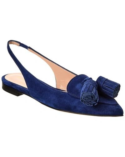 Gianvito Rossi Slingback Suede Flat In Blue