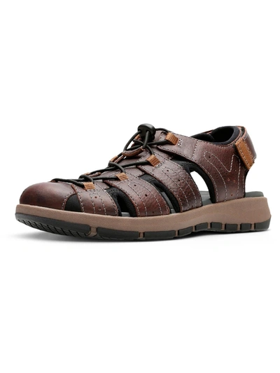 Clarks Brixby Cove Mens Leather Cushioned Fisherman Sandals In Brown