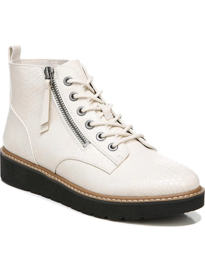 Naturalizer Eeva Womens Faux Leather Double Zipper Booties In White