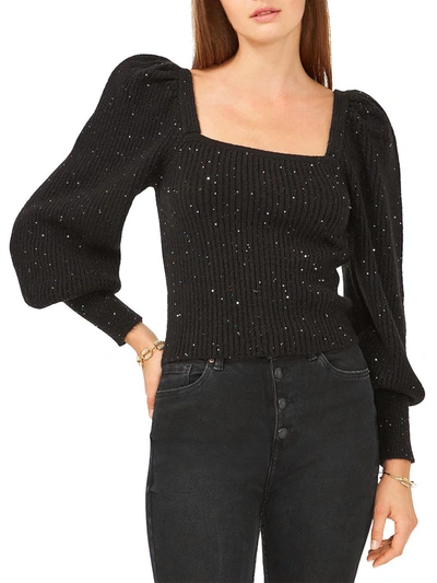 1.state L13241359 Womens Shimmer Ribbed Pullover Sweater In Black