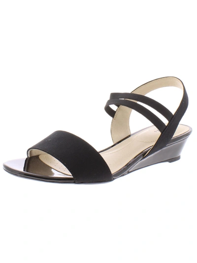Lifestride Yolo Womens Solid Ankle Strap Wedge Sandals In Black