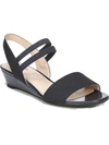 Lifestride Yolo Womens Solid Ankle Strap Wedge Sandals In Blue