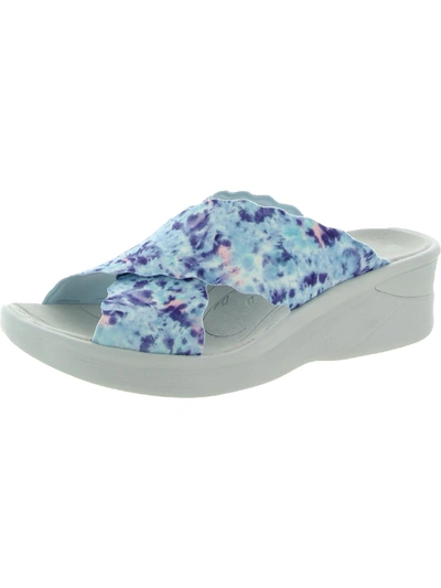 Bzees Sahara Womens Comfort Stretch Slide Sandals In Blue