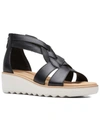 CLARKS JILLIAN BRIGHT WOMENS LEATHER STRAPPY WEDGE SANDALS