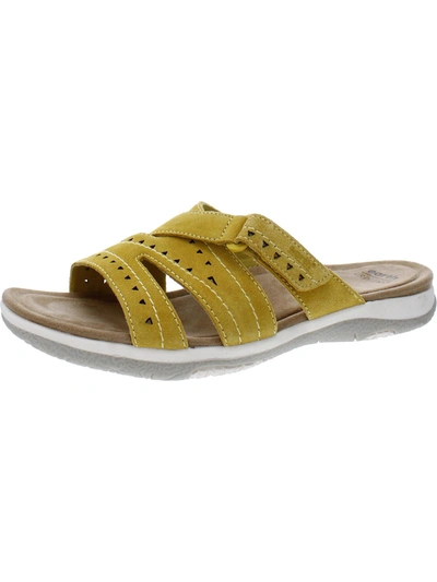 Earth Origins Suella Womens Slip On Padded Insole Slide Sandals In Yellow