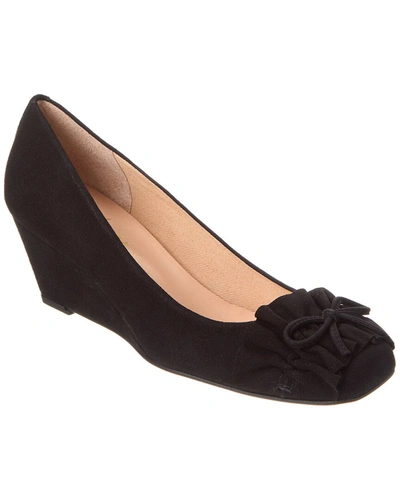 French Sole Brie Suede Wedge Pump In Black