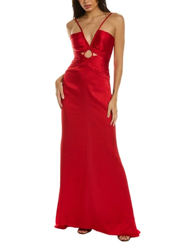 ml Monique Lhuillier Satin Gown In Red