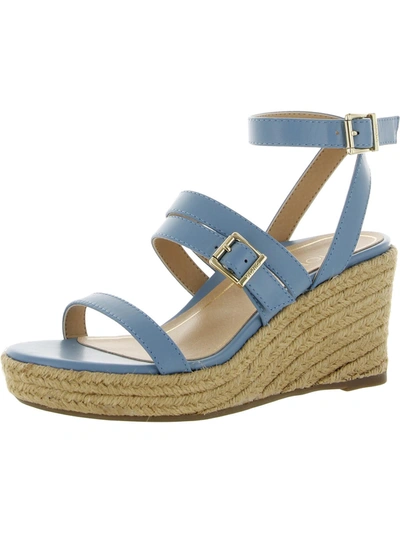 Vionic Sabina Womens Leather Ankle Strap Wedge Sandals In Blue