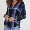 Bella Dahl Flowy Button Down Cobalt Plaid In Multi