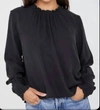 Bella Dahl Elastic Shirred Shirt In Black In Black
