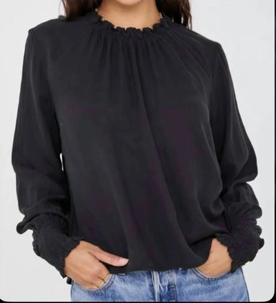 BELLA DAHL ELASTIC SHIRRED BLOUSE IN BLACK