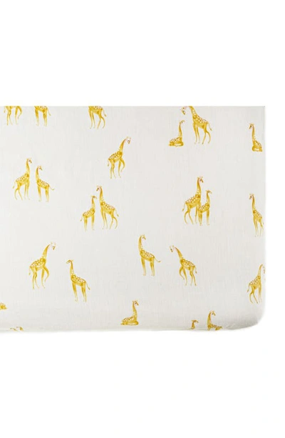 Pehr Follow Me Organic Cotton Crib Sheet In Giraffe/ Yellow