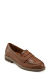 Earth Javas Penny Loafer In Medium Brown Leather