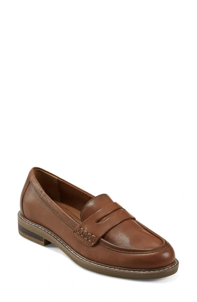 Earth Javas Penny Loafer In Medium Brown Leather