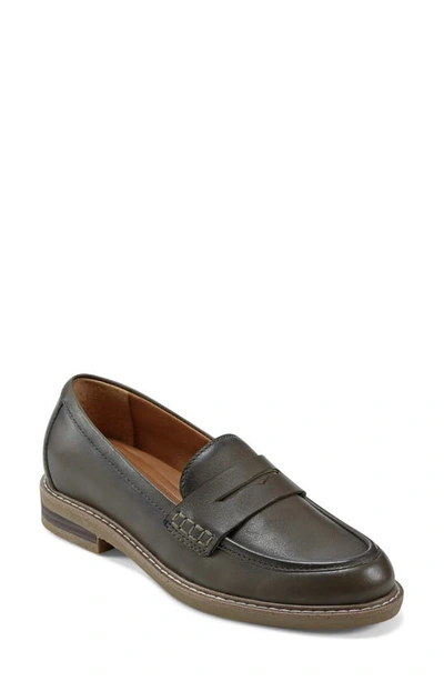 Earth Javas Penny Loafer In Dark Olive