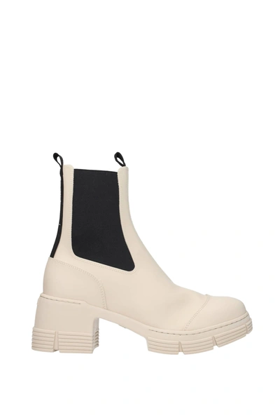 Ganni Ankle Boots Rubber Gray Oyster In Off White