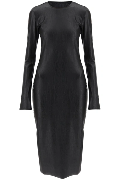 Mm6 Maison Margiela Combo Long Sleeve Midi Dress In Black