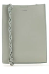 Jil Sander Leather Shoulder Bag With Flat Silhouette And Braided Detail In Green