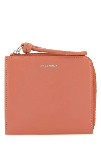 Jil Sander Woman Salmon Leather Wallet In Pink