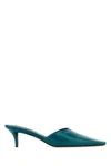 JIL SANDER JIL SANDER WOMAN TEAL GREEN LEATHER MULES