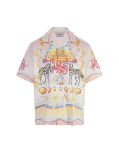 Casablanca Cotton Shirt With Graphic Print In Multicolor