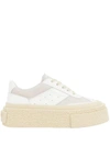 Mm6 Maison Margiela Mixed Leather Platform Sneakers In Neutral
