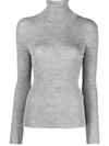 P.a.r.o.s.h High-neck Ribbed-knit Wool Top In Grey