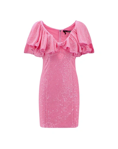 Rotate Birger Christensen Ruffle-trimmed Sequined Mini Dress In Pink