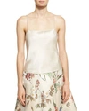 Alice And Olivia Harmon Satin-crepe Camisole In Champagne