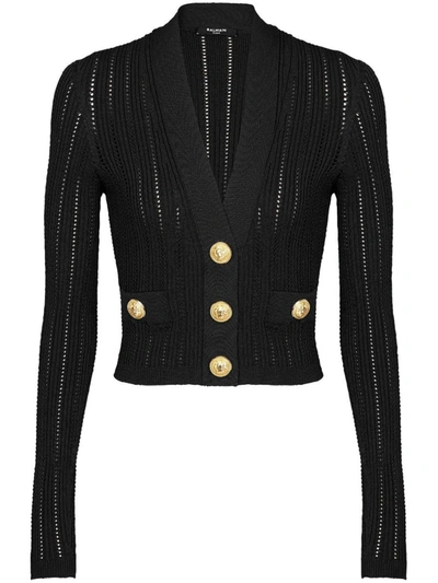 Balmain Button-detail Cardigan In Black