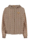 Prada Light Brown Printed Nylon Windbreaker In Printed