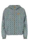 Prada Light Blue Printed Nylon Windbreaker In Blue