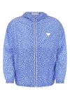 Prada Patterned Lightweight Windbreaker With Elasticated Cuffs In Blue