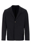 Prada Structured Cotton Blazer With Notch Lapels In Blue