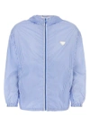 Prada Striped Collar Windbreaker With Elasticated Cuffs And Hem In Stripped