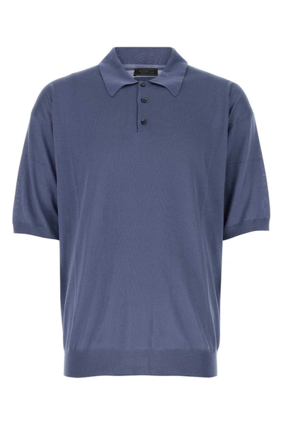 Prada Air Force Blue Silk Polo Shirt