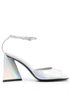 Attico Piper 85mm Holographic Sandals In Silver