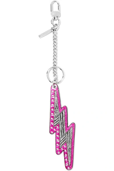 Marc Jacobs Embellished Metallic Leather Keychain In Pink