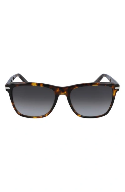 Ferragamo 57mm Gradient Rectangle Sunglasses In Dark Tortoise