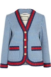 GUCCI Striped houndstooth wool-blend jacket